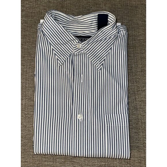 Lands End Long Sleeve Men’s Blue Stripped Button Down Shirt - Picture 1 of 4